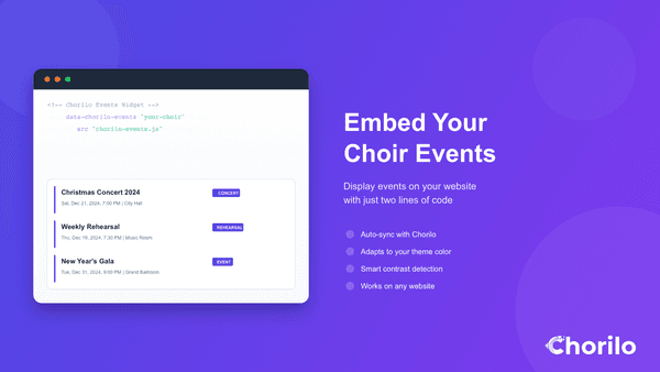 Embed Choir Events on Your Own Website