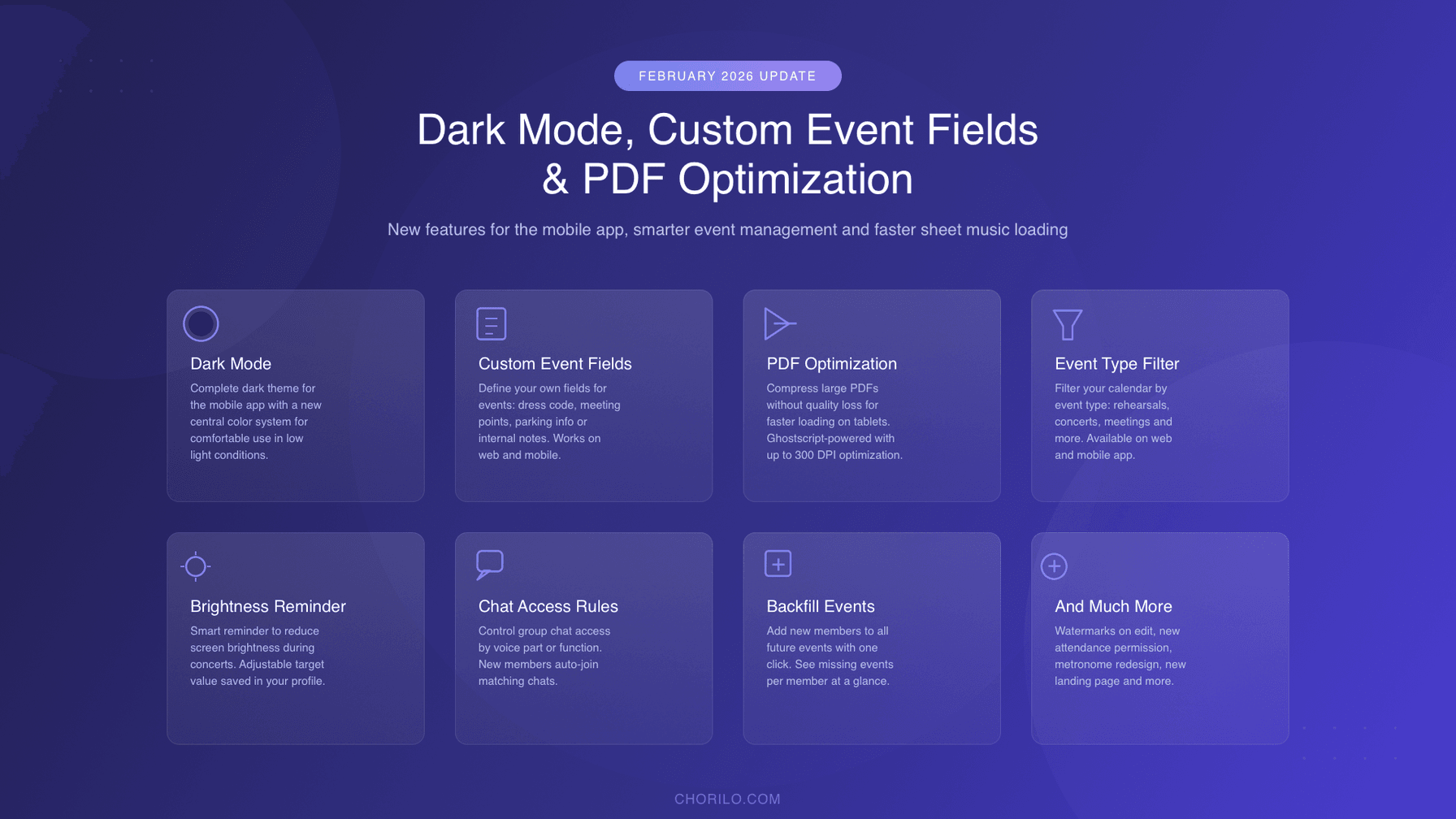 February Update: Dark Mode, Custom Event Fields and PDF Optimization
